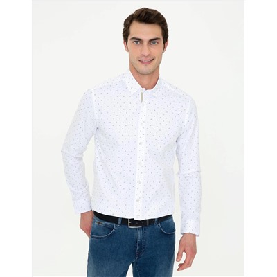 Turuncu Slim Fit Uzun Kollu Gömlek