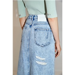 Falda midi vaquera Azul