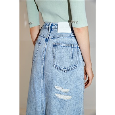 Falda midi vaquera Azul