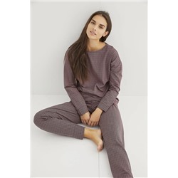 Siyah İnci Desenli Jakarlı Örme Pijama Takım 21263235