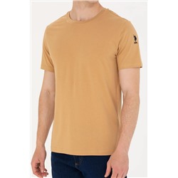 Erkek Camel Basic Bisiklet Yaka Tişört