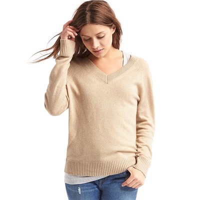 Wool- cashmere blend V-neck sweater