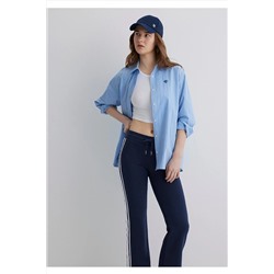 Mavi, Çizgili Mavi Gömlek Oversize / Geniş Kesim 1211224-90842