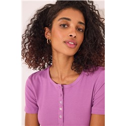 Camiseta manga corta canalé morado