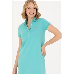 Kadın Mint Polo Yaka Örme Elbise