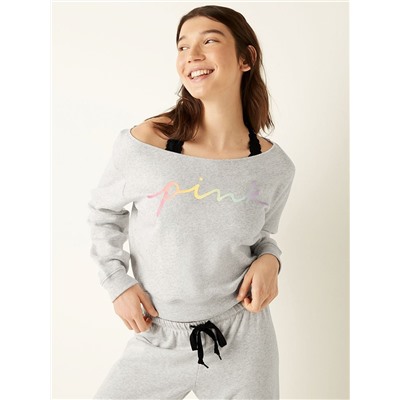 PINK EVERYDAY LOUNGE OFF THE SHOULDER SWEATSHIRT
