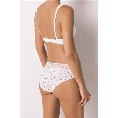 Braga ancha algodón estampada encaje marfil