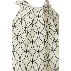 Ekru Geometrik Desenli Halter Yaka Dokuma Büyük Beden Bluz TBBSS25AF00095