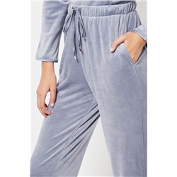 Pantalón 7/8 de pijama de terciopelo cintura alta - Gris claro