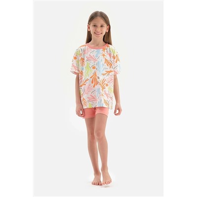 Dagi Multıcolour Mercan Baskılı Kısa Kollu Tişört Şort Pijama Takımı 23SG17475TA_MLT