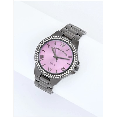 LADIES GUNMETAL EMBELLISHED WATCH