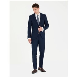 Lacivert Ekstra Slim Fit Çizgili Takım Elbise