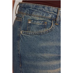 Mavi Yüksek Bel Soluk Efekt Vintage Yıkama Geniş Paça Büyük Beden Wide Leg Jeans TBBSS24CJ00042