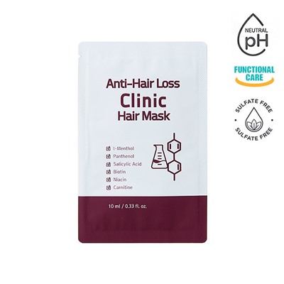 [Sample] Anti-Hair Loss Clinic Hair Mask (10ea), Безсульфатная питательная маска против выпадения волос