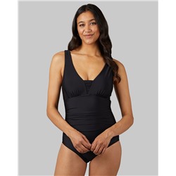 WOMEN'S RUCHED PLUNGE ONE PIECE SWIMSUIT