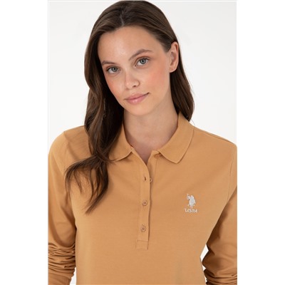 Kadın Camel Basic Polo Yaka Sweatshirt