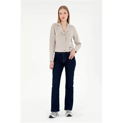 Kadın Mavi Slim Flare Fit Jean Pantolon