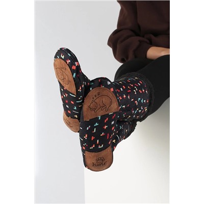 HAMUR Renkli Desenli Kışlık Çorap Kaydırmaz Patik Crp-056 Tt Well Gri E82EG0951756HM