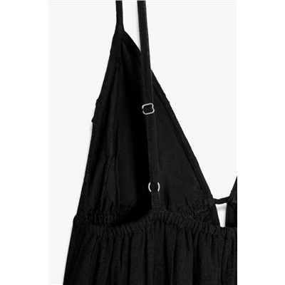 EMBROIDERED GAUZE MIDI DRESS