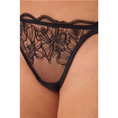 Tanga clásico tul y encaje negro