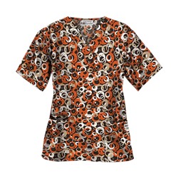 UA Making The Rounds Espresso Print Scrub Top