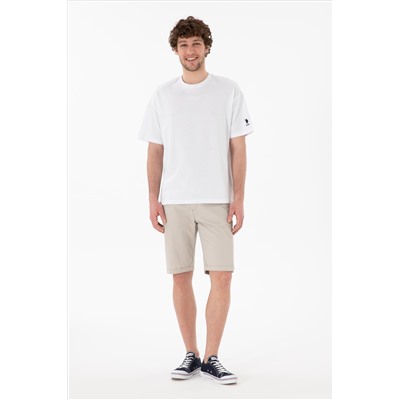 Erkek Oversize Fit Bisiklet Yaka Beyaz Tişört