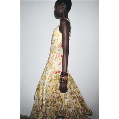 ZW COLLECTION PRINTED LINEN BLEND DRESS