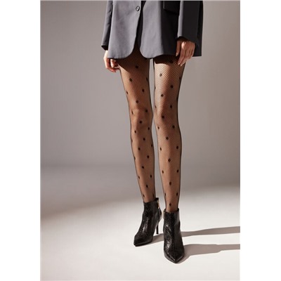 Netzstrumpfhose mit Allover-Punktemuster
