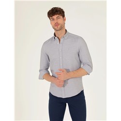 Antrasit Slim Fit Uzun Kollu Gömlek