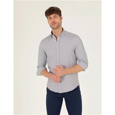 Antrasit Slim Fit Uzun Kollu Gömlek