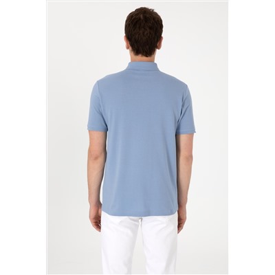 Erkek Regular Fit Polo Yaka Mavi Tişört