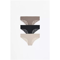 Pack de 3 braguitas hipster de microfibra con encaje