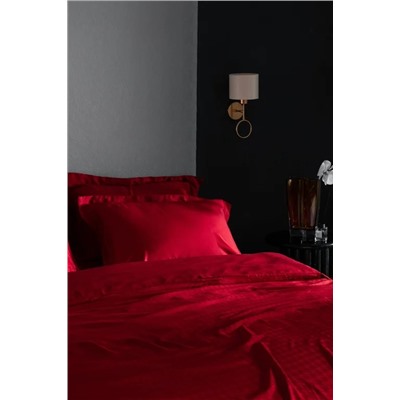 Lune King Size Bambu Saten Nevresim Takımı - Kırmızı