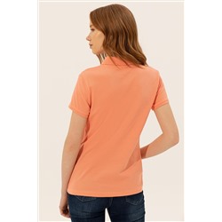 Kadın Somon Basic Polo Yaka Tişört