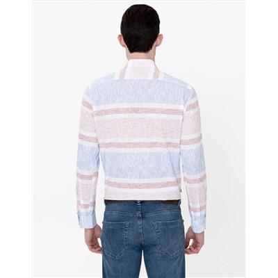 Turuncu Slim Fit Uzun Kollu Gömlek