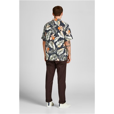 Camisa Azul marino y naranja