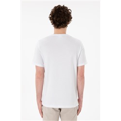 Erkek Regular Fit Bisiklet Yaka Beyaz Basic Tişört