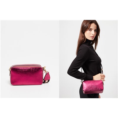 Bandolera de piel Mini Luna Beige y rosa