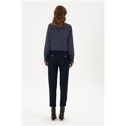 Kadın Lacivert Carrot High Waist Fit Kanvas Pantolon