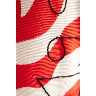 Jersey oversize de punto con olas rojas