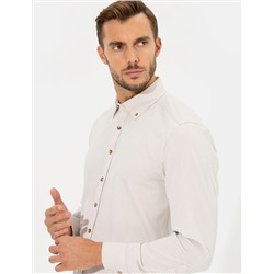 Bej Slim Fit Uzun Kollu Gömlek