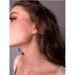 Серьги из серебра с фианитами родированные 925 пробы С-4396-Р