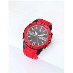 MENS RED STRAP ANA DIGI SPORT WATCH