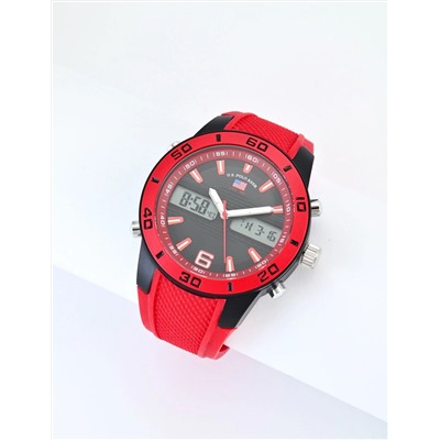 MENS RED STRAP ANA DIGI SPORT WATCH