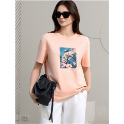 Свободная футболка с принтом из премиального хлопка с эастаном