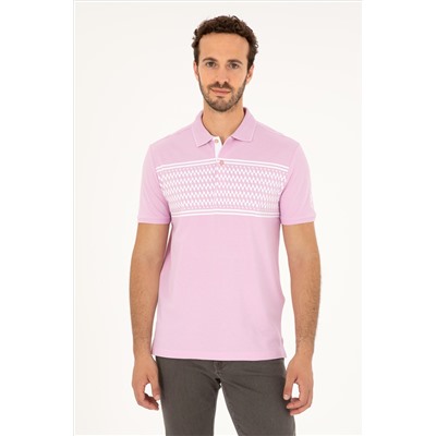 Erkek Regular Fit Polo Yaka Pembe Tişört