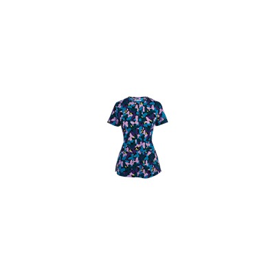 koi Stretch Scrubs Butterfly Camo Print Top