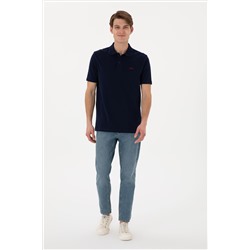 Erkek Regular Fit Polo Yaka Lacivert Basic Tişört