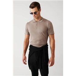 Avva, Erkek Vizon Pamuklu Ince Polo Yaka Triko T-shirt E005012