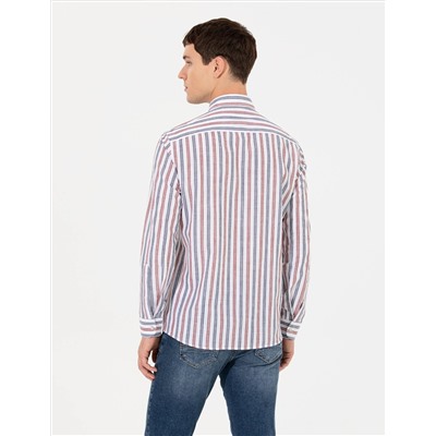 Turuncu Slim Fit Uzun Kollu Gömlek
